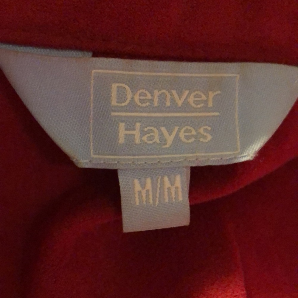 👛 (ANY 2/$25) DENVER HAYES Tailored, Lined Polyester Red Zipper Jacket - Picture 3 of 6